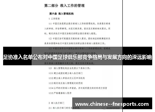 足协准入名单公布对中国足球俱乐部竞争格局与发展方向的深远影响